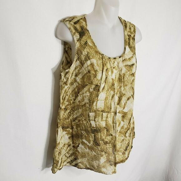 Coldwater Creek Womens Tank Top Size Small 6-8 Tan Olive Green Abstract Print - Picture 5 of 8